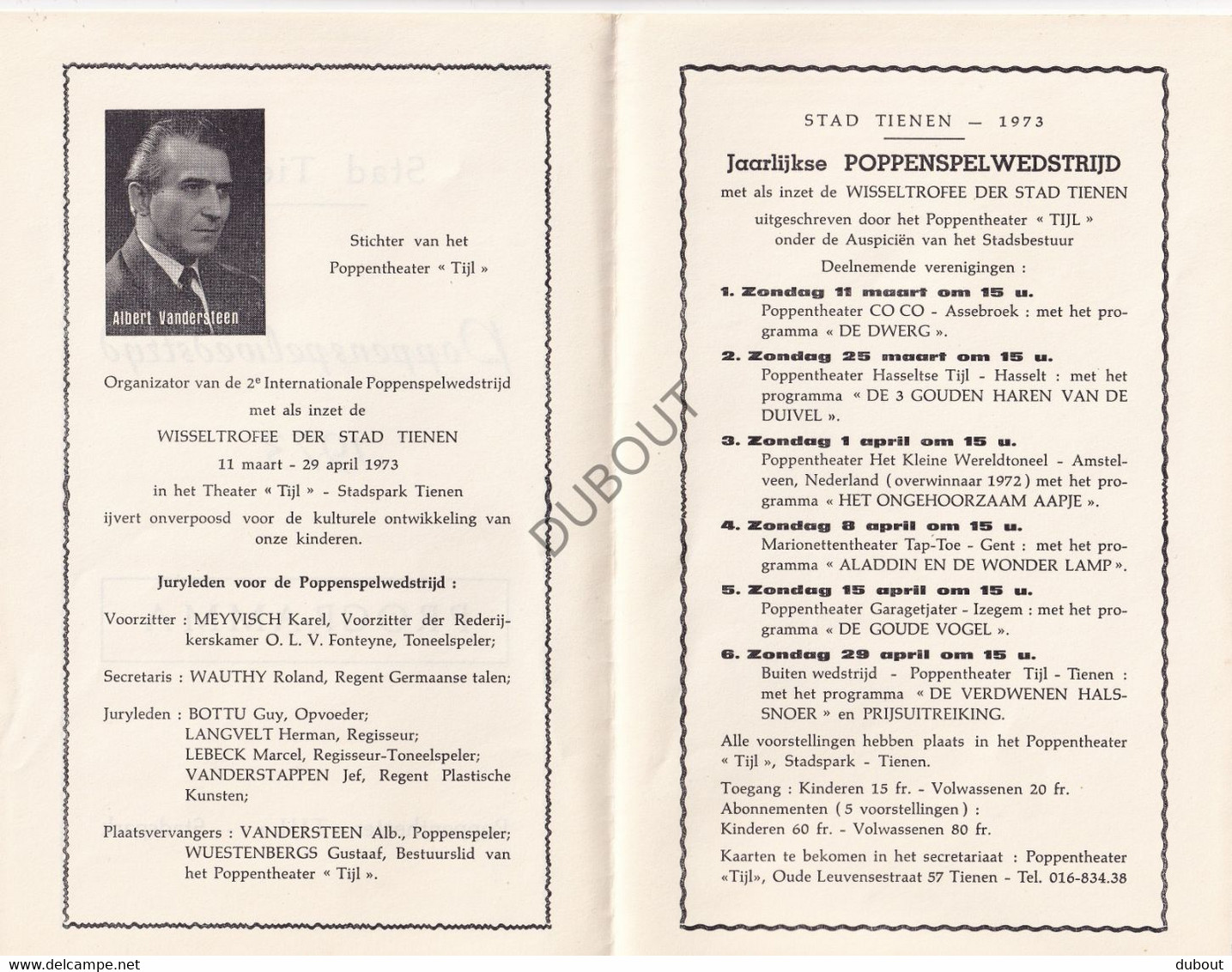 Tienen - Brochure Poppenspelwedstrijd - 1973 - Albert Vandersteen (V2220) - Programmes