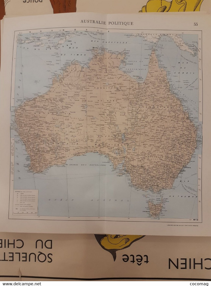 CARTE LIBRAIRIE ARISTIDE QUILLET  VERS 1920 N° 55 AUSTRALIE POLITIQUE - Cartes Géographiques