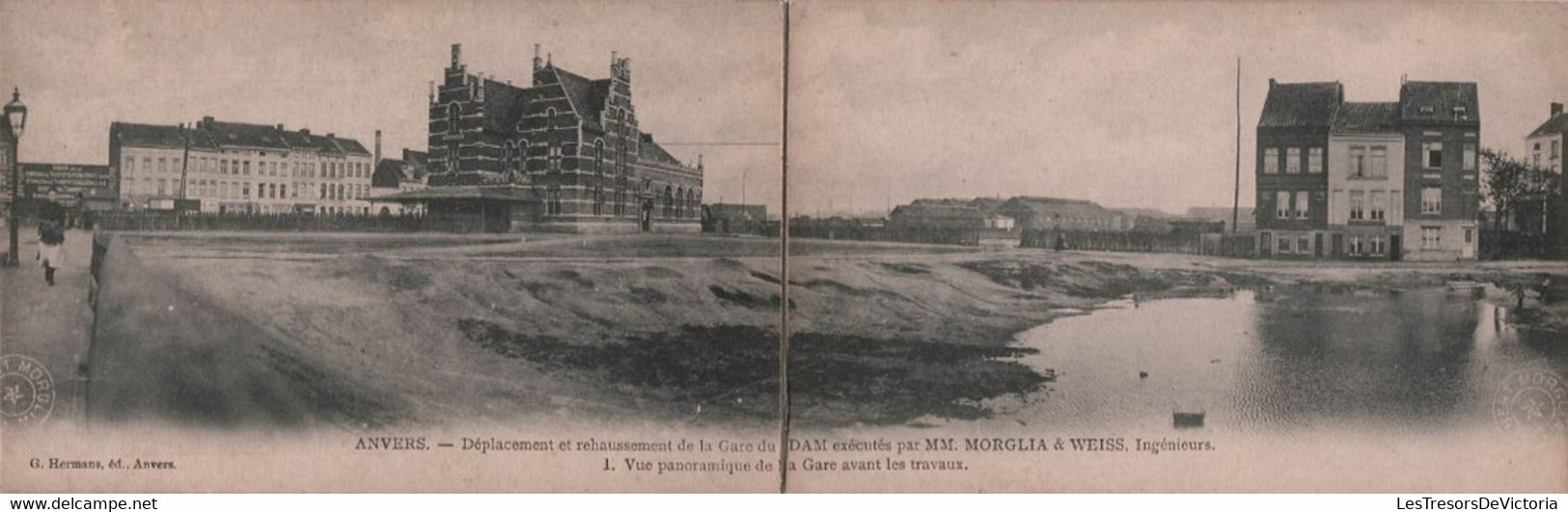 ANVERS - lot de 27 cpa deplacement et rehaussement de la gare du DAM - hermans ed - carte postale ancienne