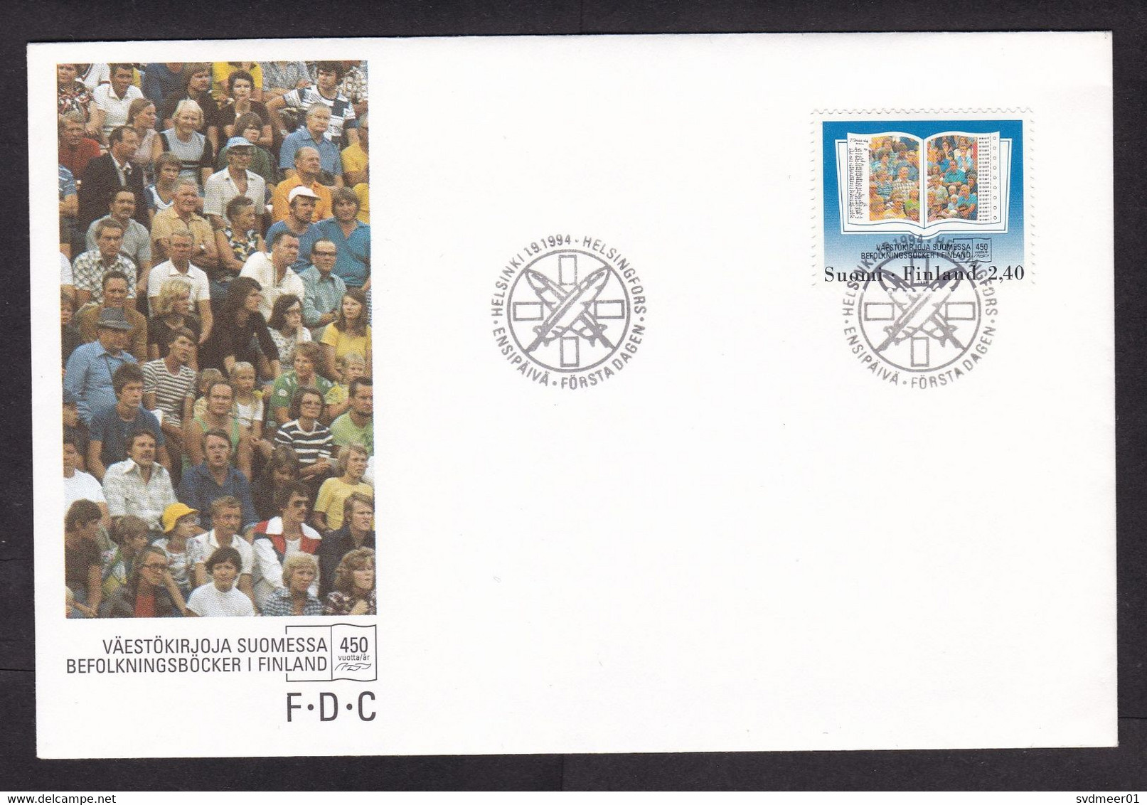 Finland: FDC First Day Cover, 1994, 1 Stamp, Population Registry Book, People Register (very Minor Crease) - Cartas & Documentos