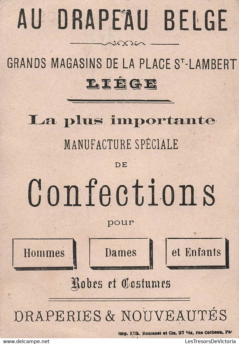 Chromos - Chromo - Au Drapeau Belge - Grands Magasins Place St Lambert LIEGE - Manufacture De Confection - Altri & Non Classificati