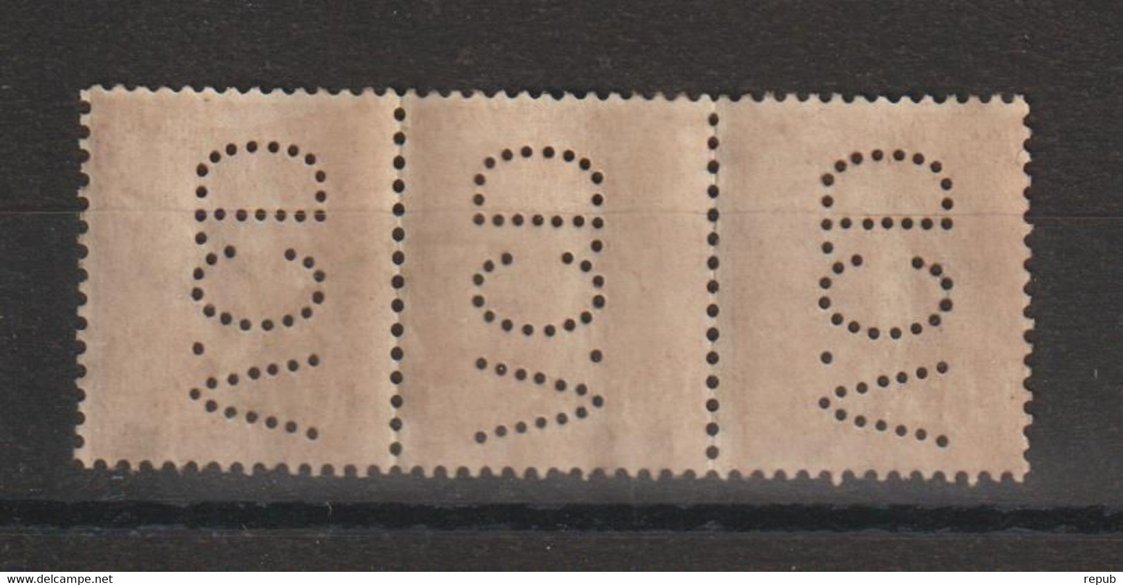 France Perforé Ancoper VCD16 En Bande De 3 - Used Stamps