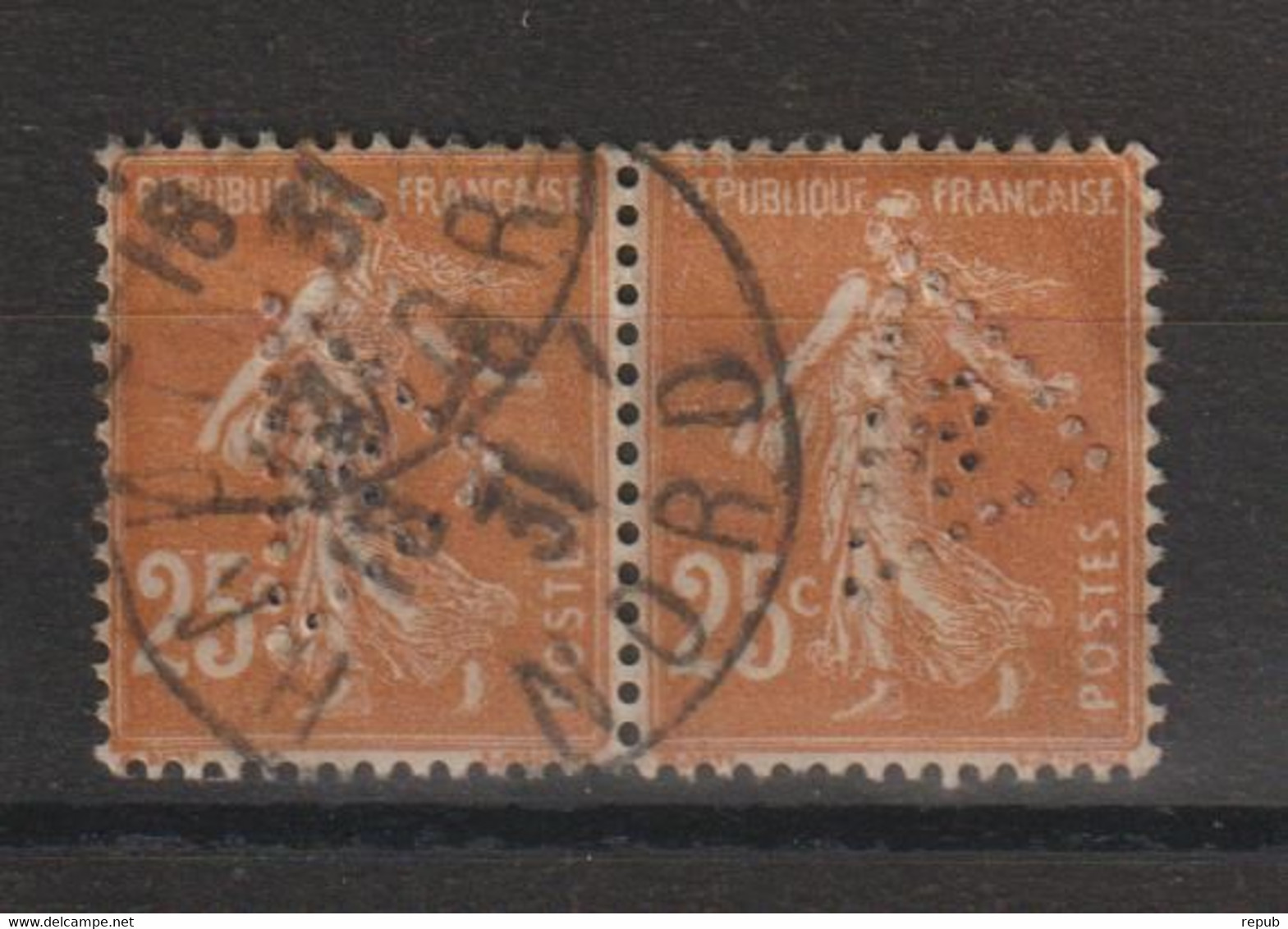 France Perforé Ancoper Sigle 3 En Paire - Used Stamps