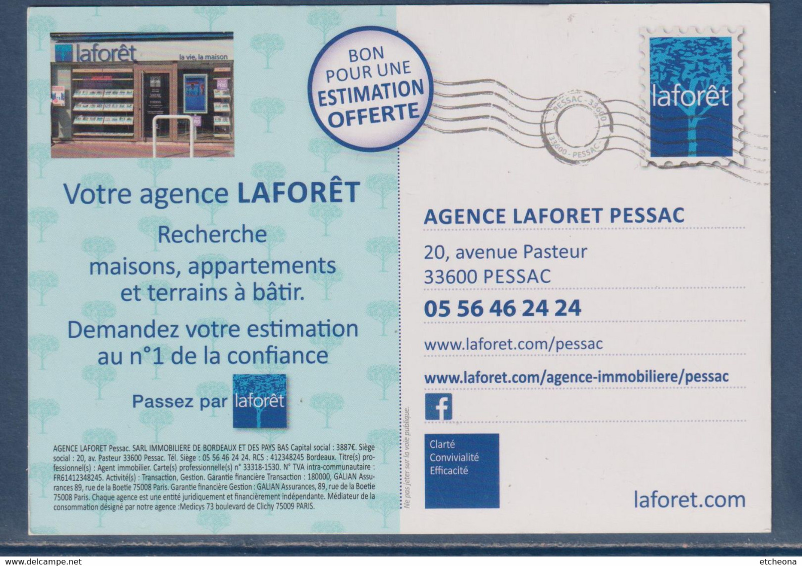 Pessac Place De La Mairie, Laforêt, Agence Immobilière, Estimation, Recherche Maison, Appartement, Terrain - Werbepostkarten