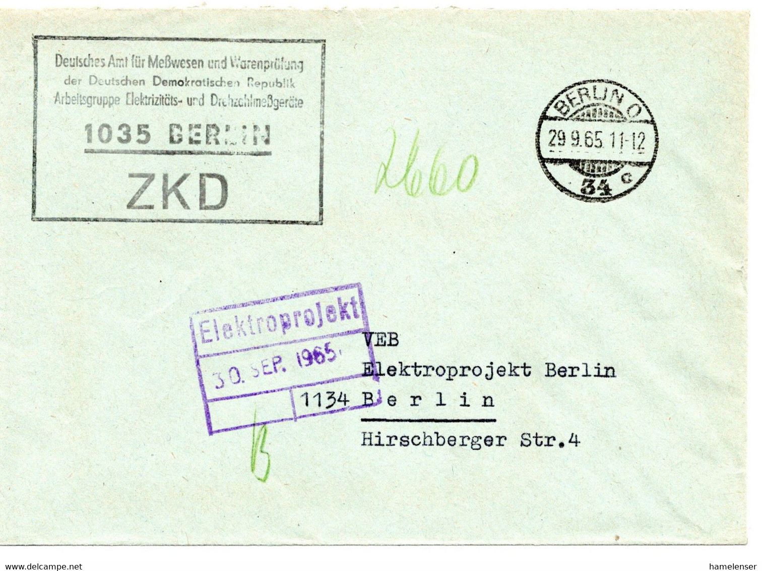 63779 - DDR / ZKD - 1965 - Unfrankierter ZKD-OrtsBf BERLIN - Otros & Sin Clasificación