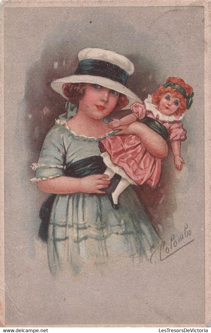 Illustrateur - Colombo - Petite Fille Tenant Une Poupée Dans Ses Bras - Carte Postale Ancienne - Colombo, E.