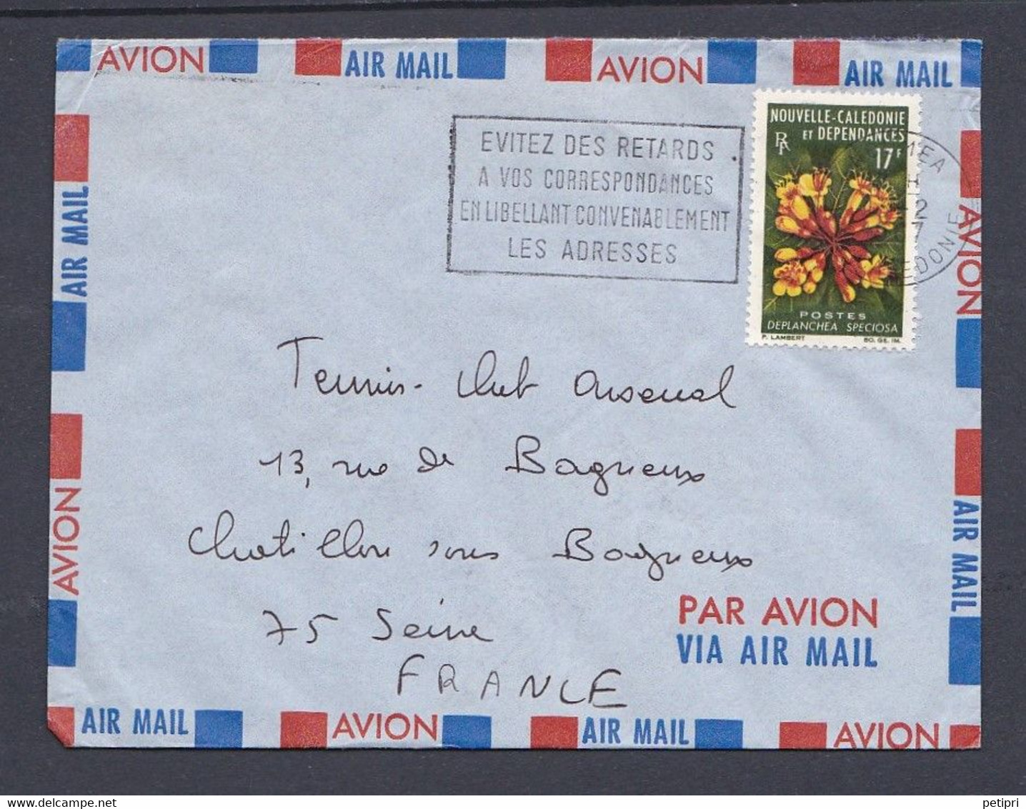 Enveloppe Nouvelle  Calédonie Pour La France Avec Timbre Oblitéré 1967 - Storia Postale