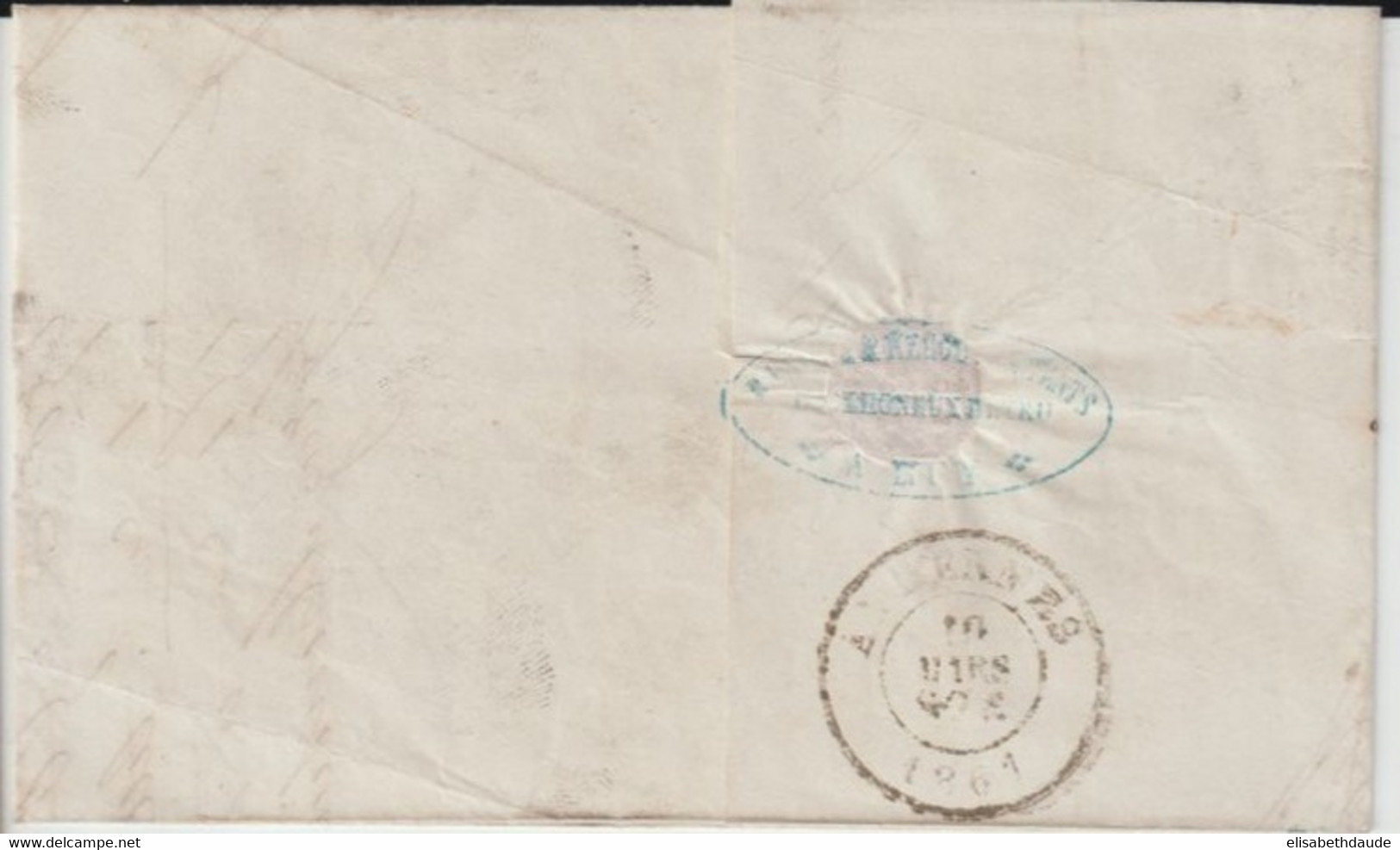 BELGIQUE - 1861 - LETTRE De HUY => SEILLES - 1849-1865 Medallones (Otros)