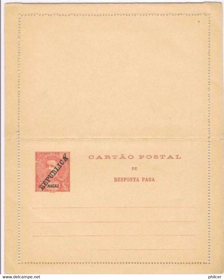 Macau, 1911, Cartão Postal Com Resposta Paga - Storia Postale