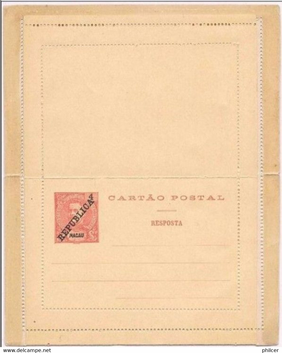 Macau, 1911, Cartão Postal Com Resposta Paga - Storia Postale
