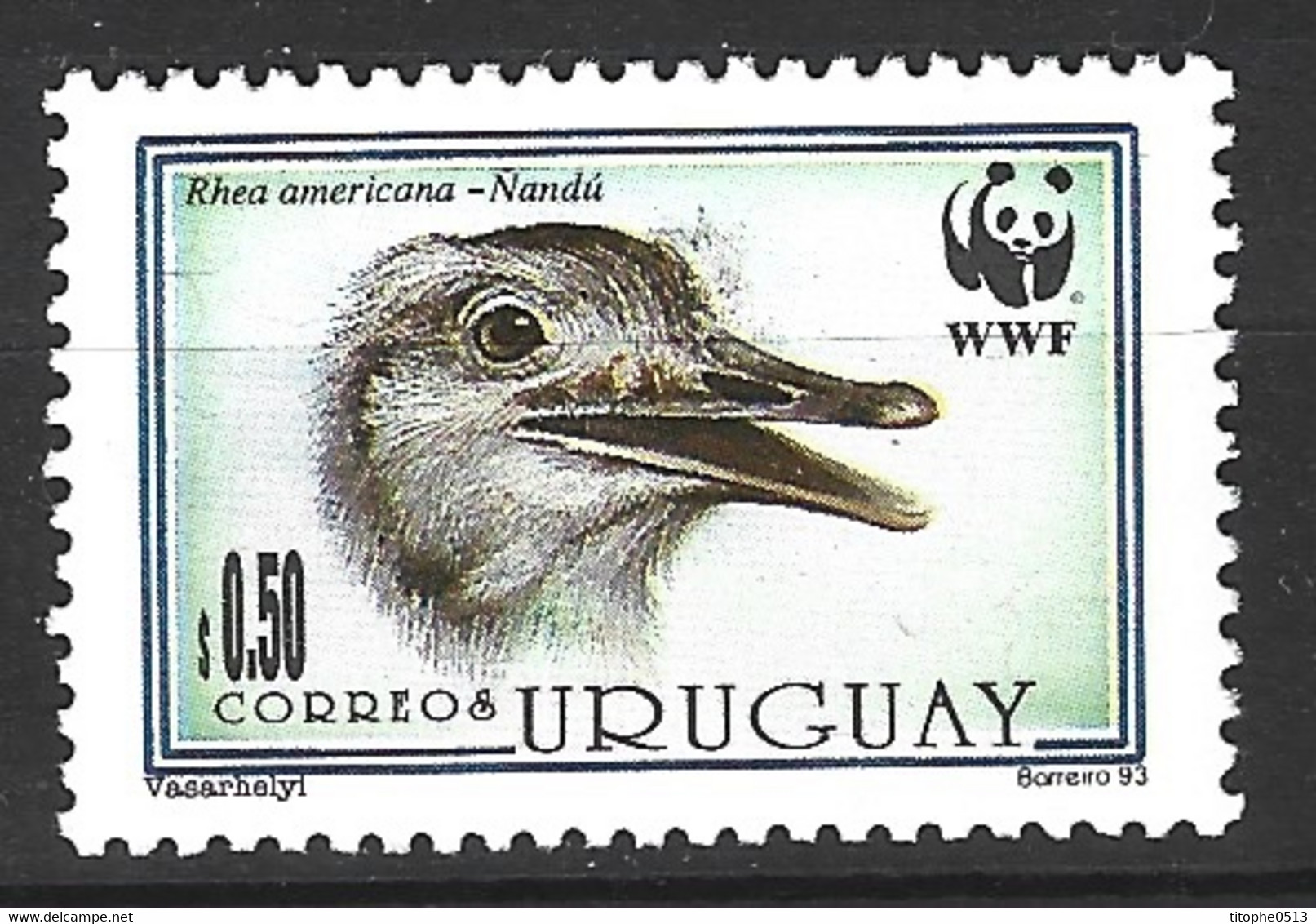 URUGUAY. N°1462 De 1993. WWF Autruche. - Straussen- Und Laufvögel
