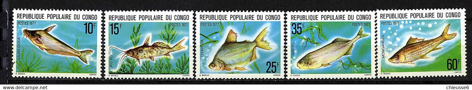 Congo ** N° 448 à 452 - Poissons - Neufs