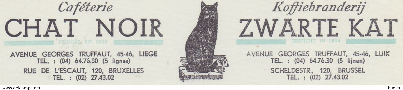 BELGIË/BELGIQUE :1953: Factuur/Facture ## CHAT NOIR / ZWARTE KAT ## Aan ## COVENT F., Berlare ## : CHAT,KAT,CAFÉ,KOFFIE, - Alimentos