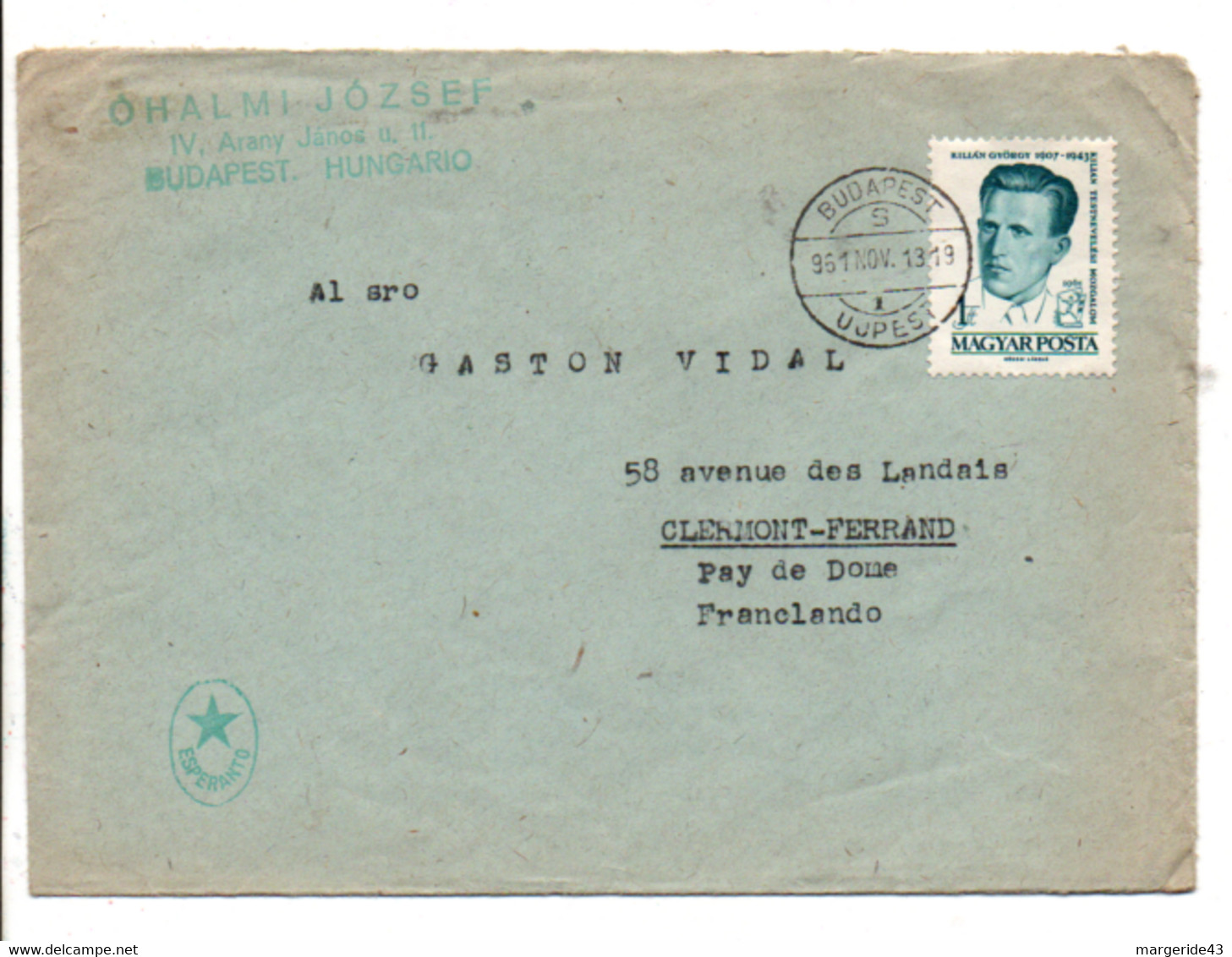 HONGRIE SEUL SUR LETTRE POUR LA FRANCE 1961 - Lettres & Documents