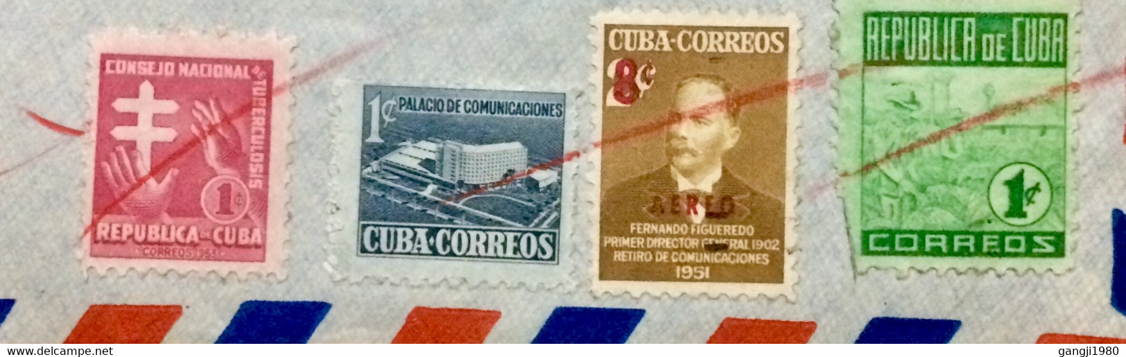 CUBA 1952, COVER USED TO USA, F.FIGUEREDO STAMP OVPTD, POST BUILDING, TOBACCO, TUBERCULOSIS, NEW YORK, OLD CHELSEA STATI - Covers & Documents