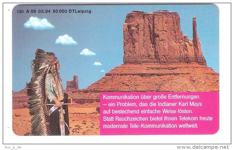 GERMANY  - A 09/94 - Karl May - Indianer - DT Leipzig - A + AD-Reeks :  Advertenties Van D. Telekom AG