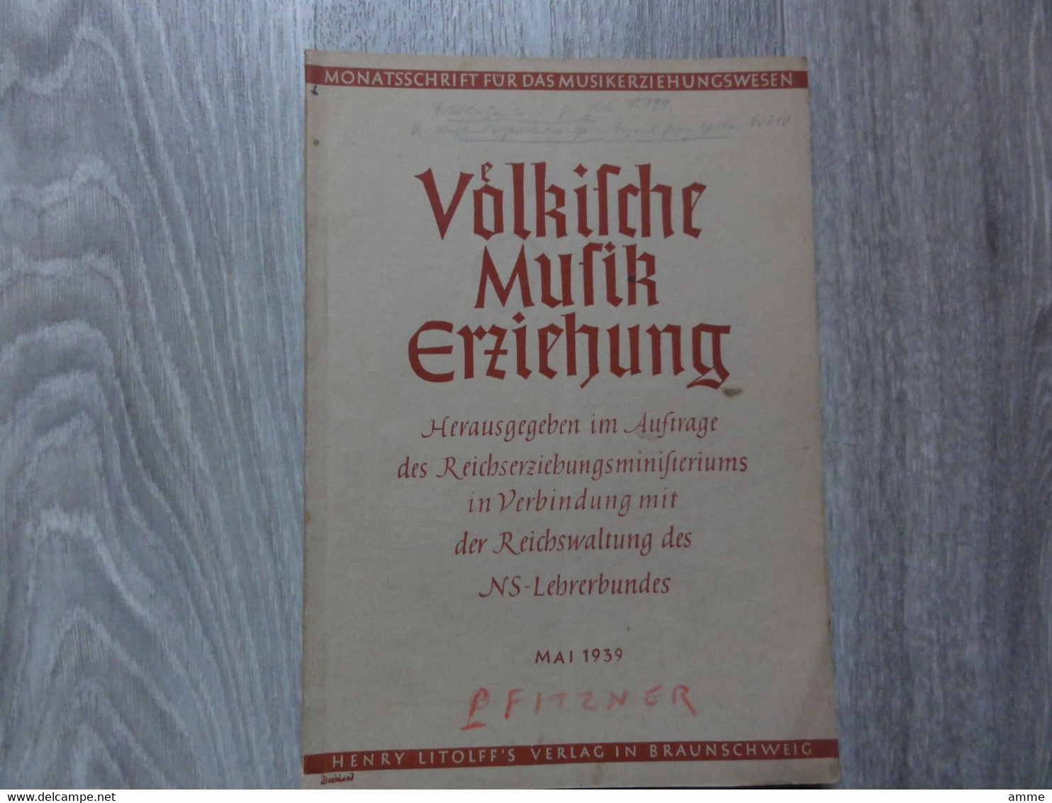 Völkische Musikerziehung  (boek Duits)  Mai 1939  - Monatsschrift Fur Das Musikerziehungswesen - Musique