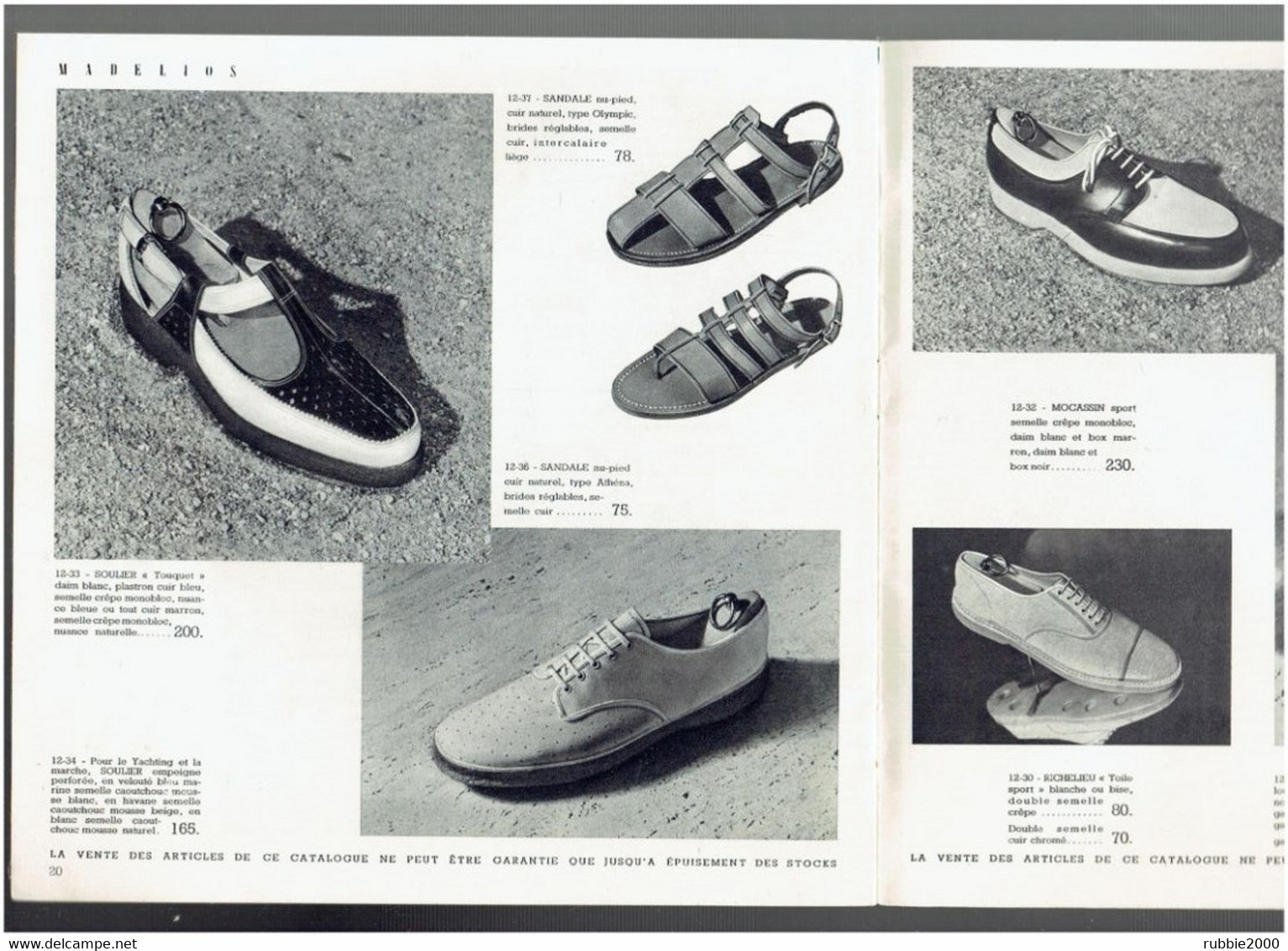 CATALOGUE MADELIOS PLACE DE LA MADELEINE A PARIS MAI 1939 HOMME CHAPEAU MAILLOT DE BAIN CHAUSSURE ARTICLE DE SPORT GANTS - Littérature