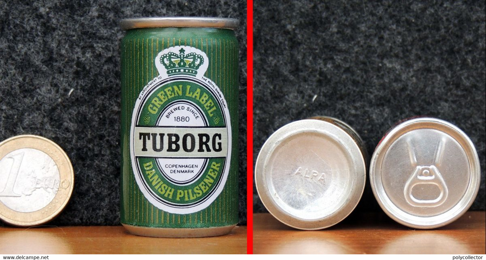 BIERE Mignonette Cannette - DANEMARK - TUBORG  Green Label - 2.5 Cl - ALPA - Mignonnettes