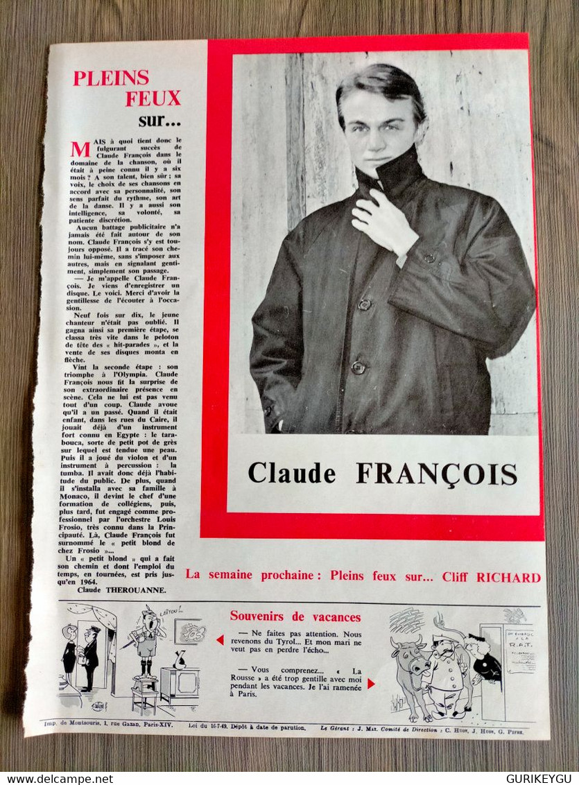 Une  Page Sur Pleins Feux Sur CLAUDE FRANCOIS  De 1963 - Pif & Hercule