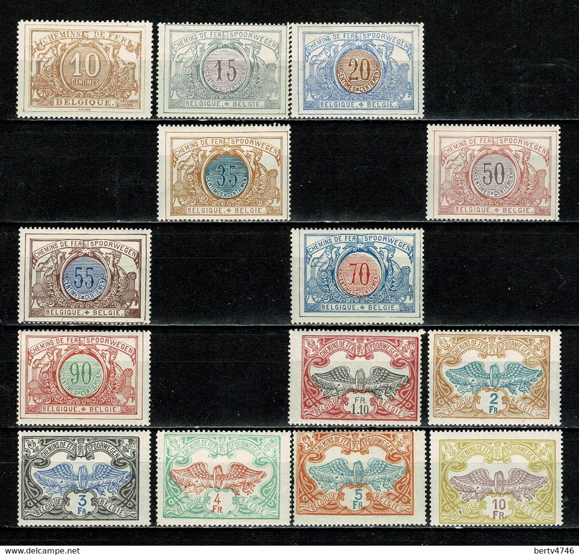 Belg. 1902/14  TR 14 Zegels / Timbres MNH - Zie / Voir 2 Scans 15c. Met Plooi / Avec Pli - Neufs