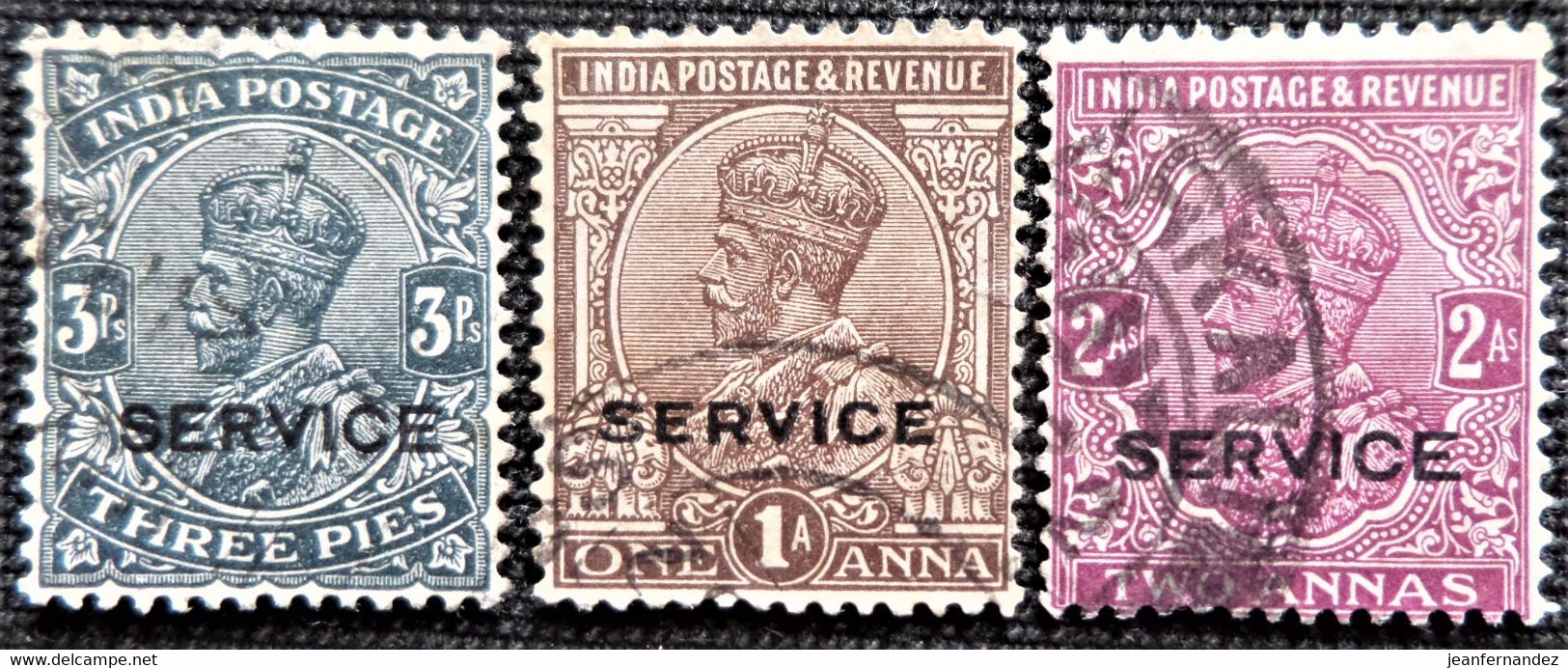 Timbres De Service De L'Inde 1926 Postage Stamps Overprinted "SERVICE" Stampworld N°  77_79_80 - Francobolli Di Servizio