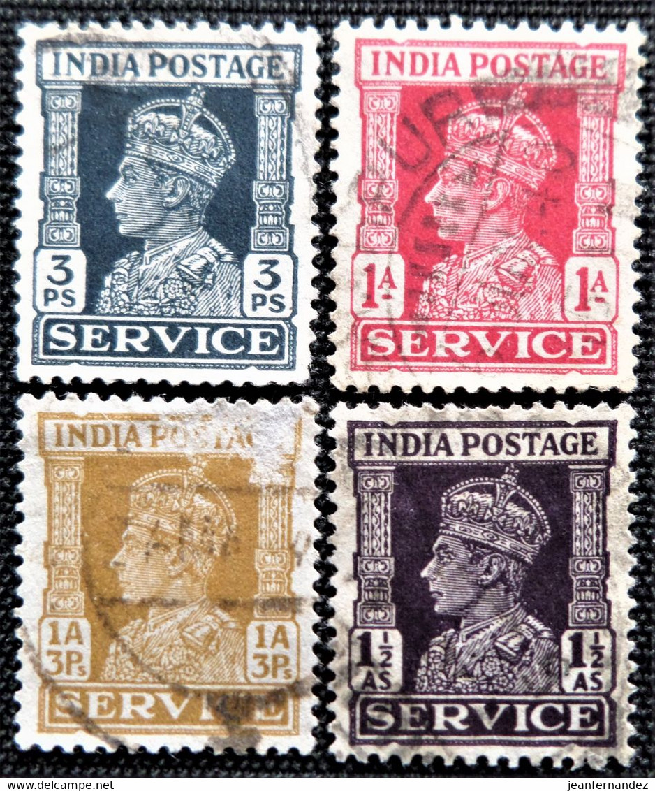 Timbres De Service De L'Inde 1939 -1942 King George Stampworld N°  105_109_110_111 - Timbres De Service