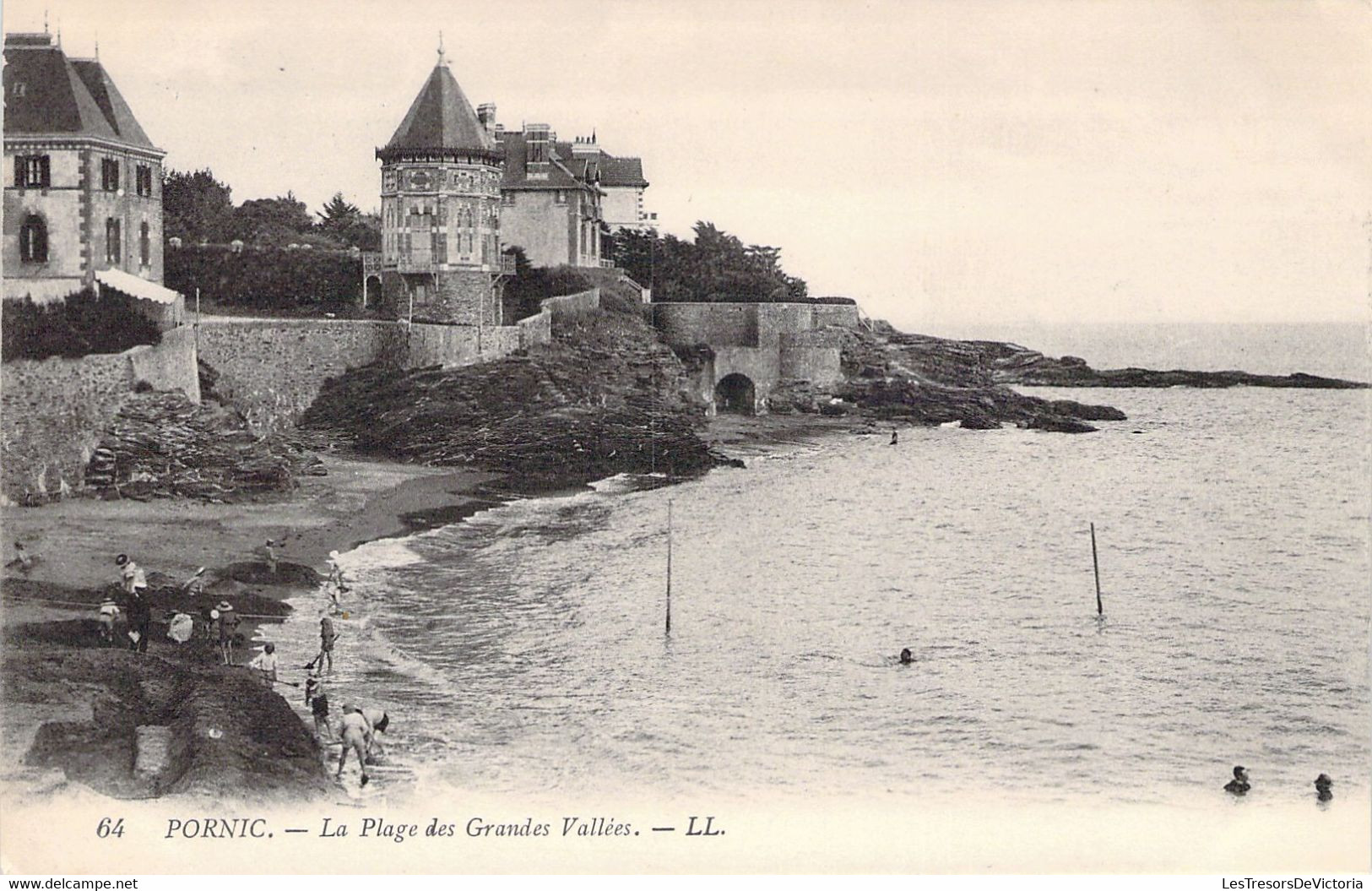 44 - PORNIC - Les Plages Des Grandes Vallées - LL - Carte Postale Ancienne - Pornic