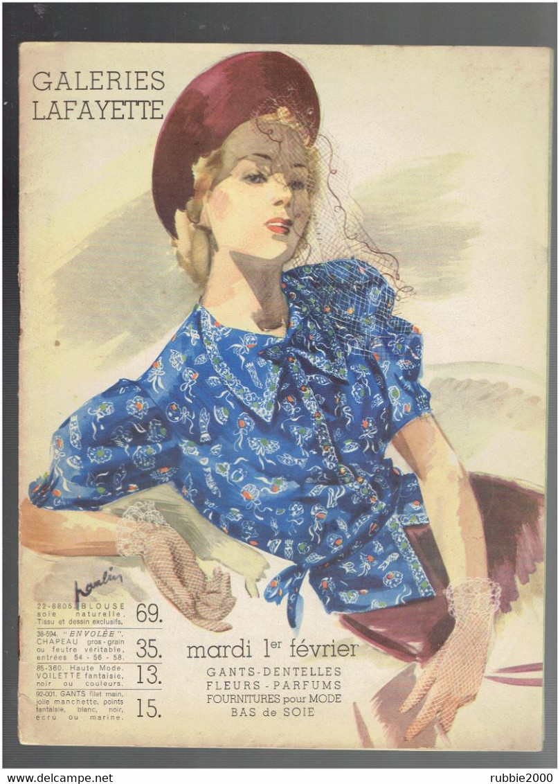 CATALOGUE GALERIES LAFAYETTE 1938 SPECIAL FEMME GANTS DENTELLES CHAUSSURES CHAPEAUX FLEURS PARFUMS MODE BAS DE SOIE - Boeken