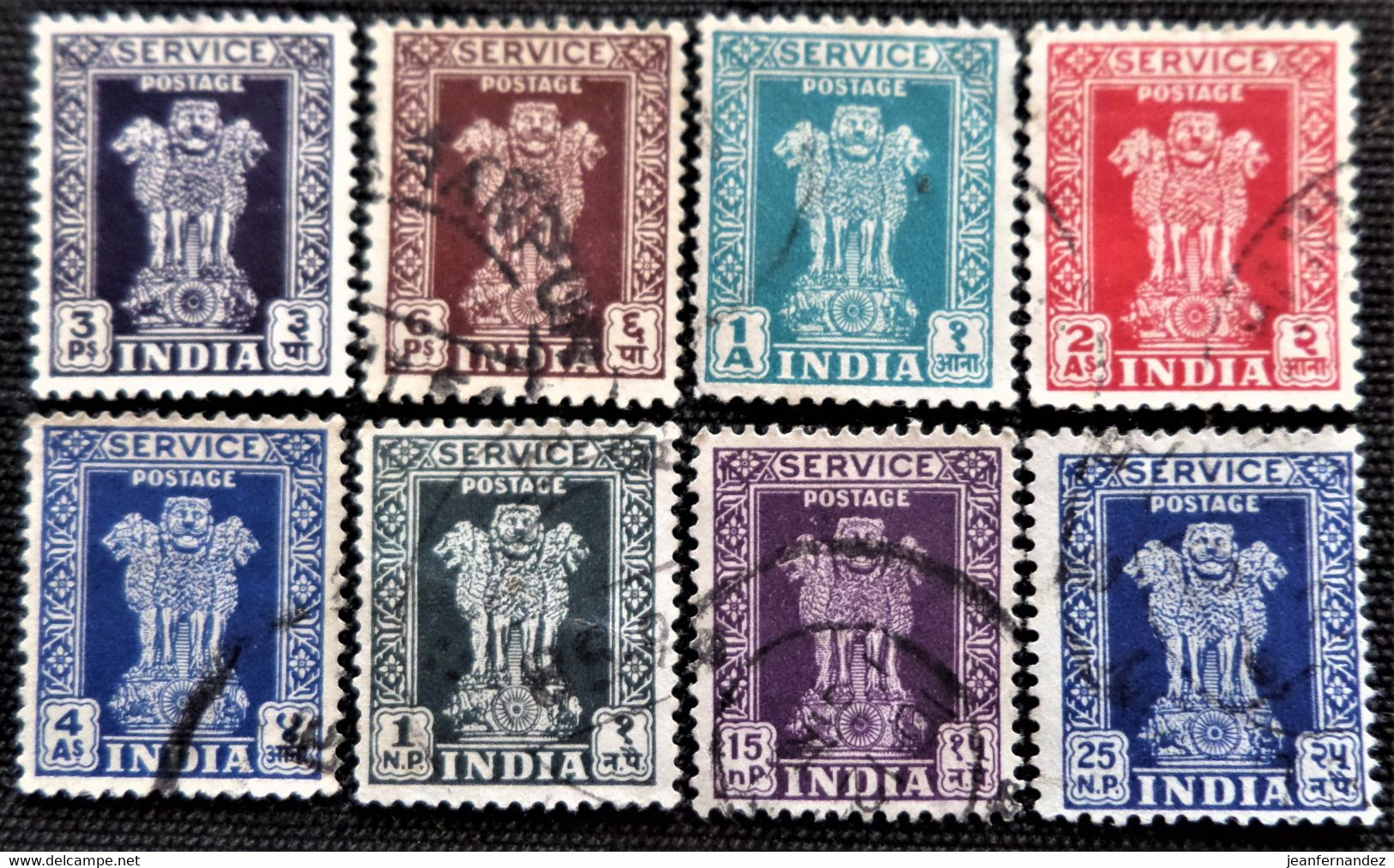 Timbres De Service De L'Inde 1950 Capital Of Asoka Pillar  Stampworld N°  120_121_123_124_127_136_143_148 - Dienstzegels