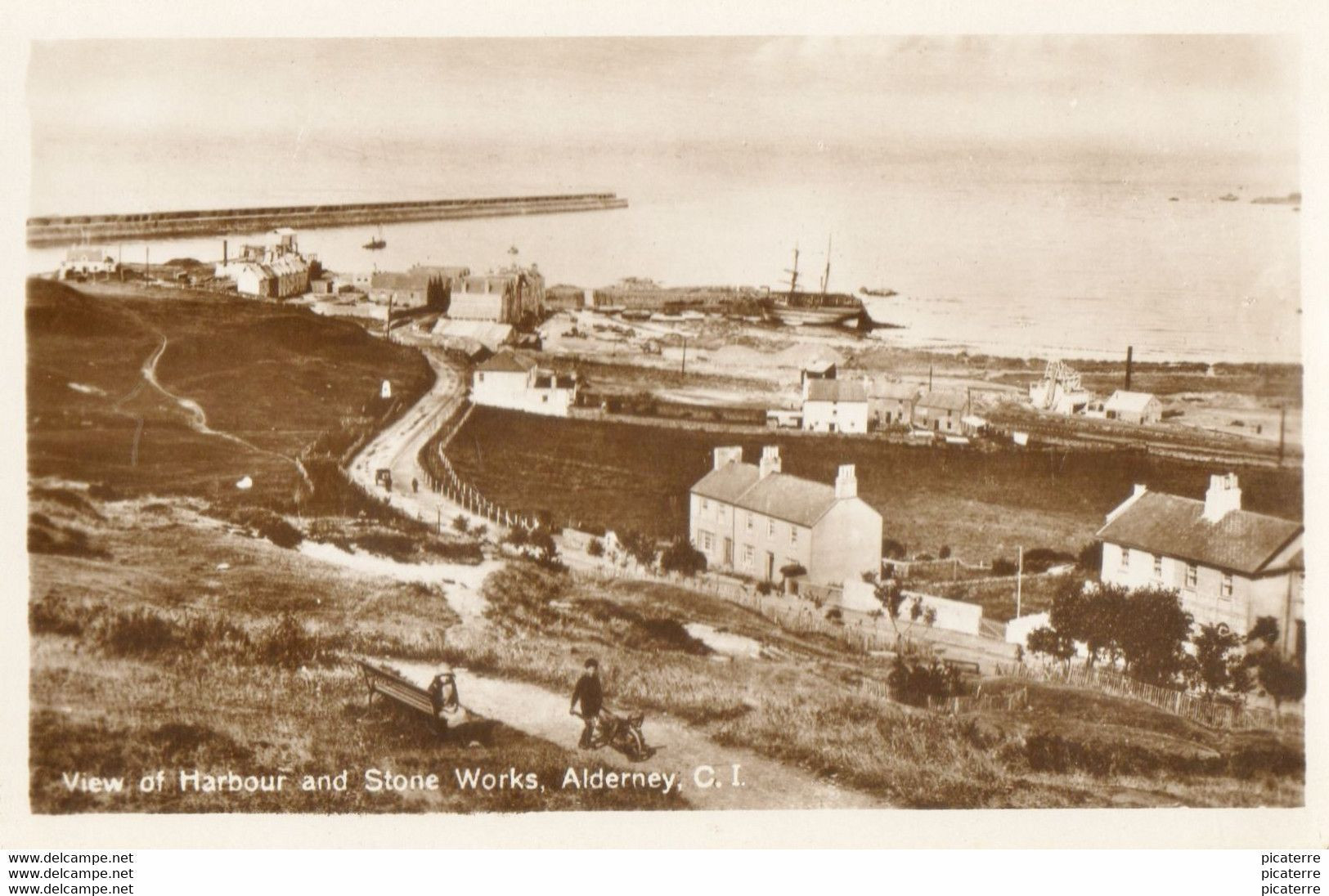 ALDERNEY -View Of Harbour And Stone Works (Stone Crusher)- Real Photograph- CI Series C1930s- Ile Aurigny - Alderney