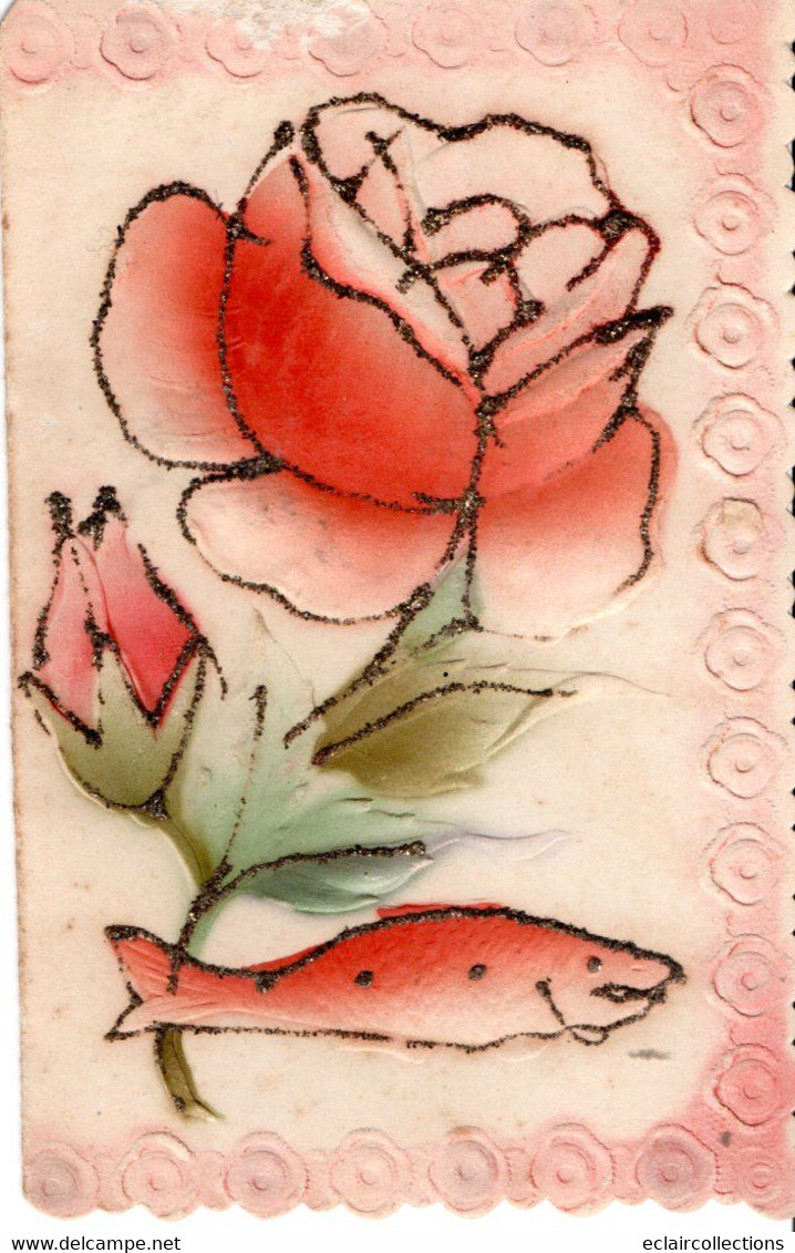 Fantaisie. Fleurs.   1er Avril Et Rose.  Avec Message     (voir Scan) - Autres & Non Classés