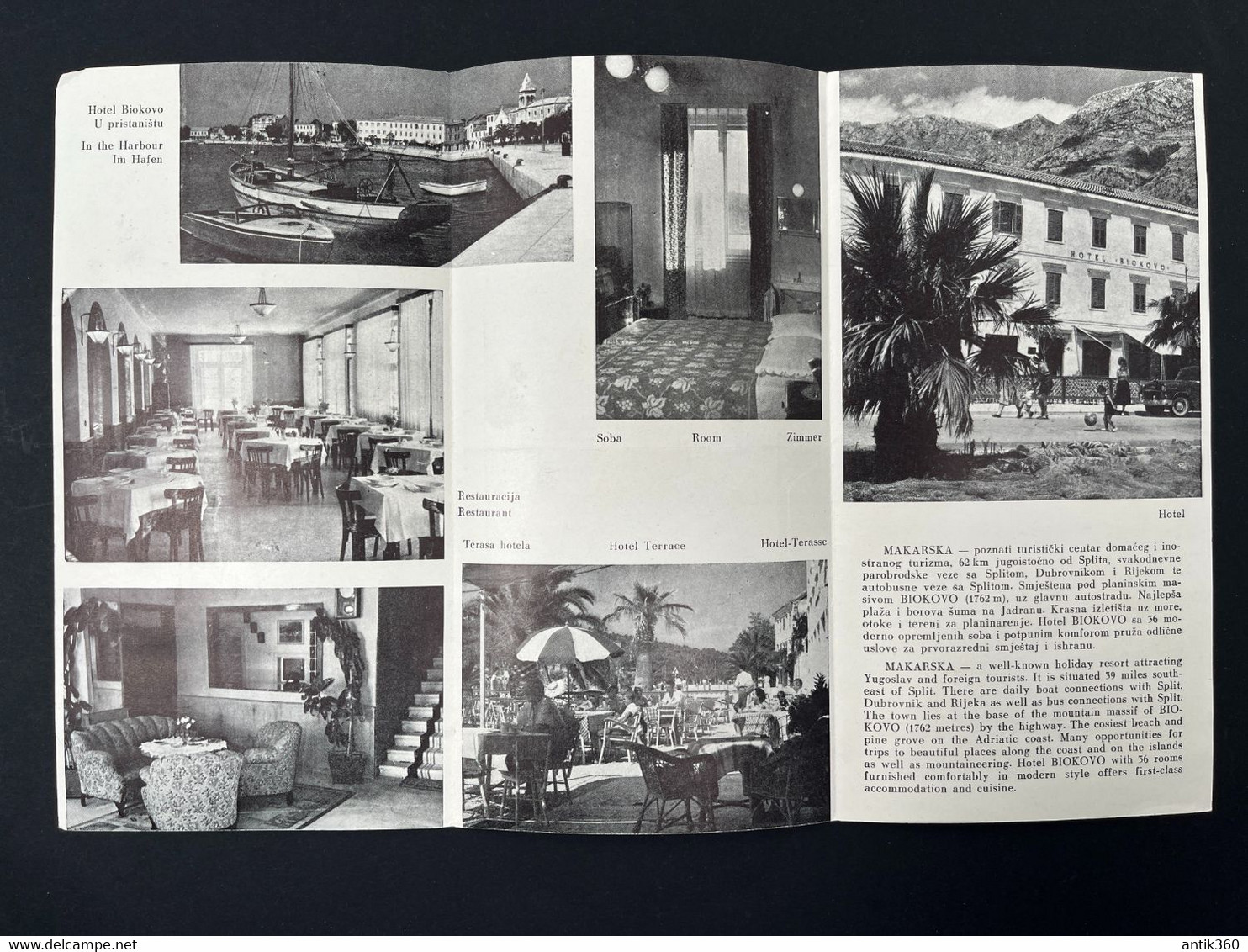 Ancien Dépliant Touristique Publicité Hôtel HOTEL BIOKOVO MAKARSKA Jugoslavia Yougoslavie - Toeristische Brochures