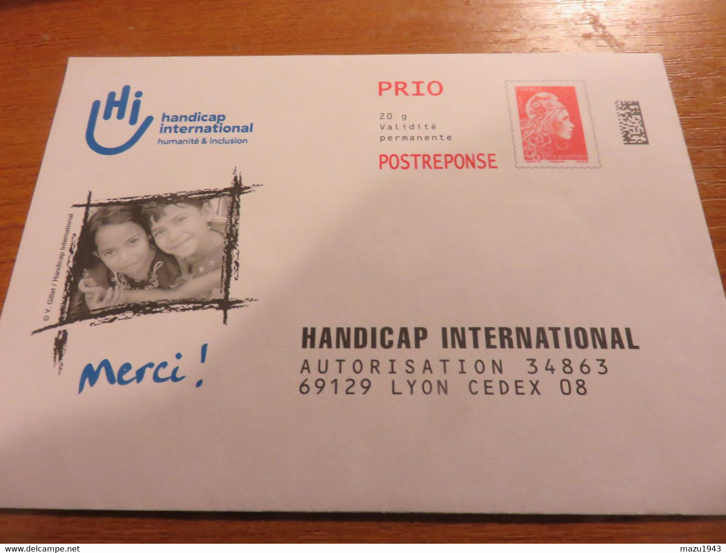 POST REPONSE HANDICAP INTERNATIONAL N°234776 - PAP: Antwort/Marianne L'Engagée