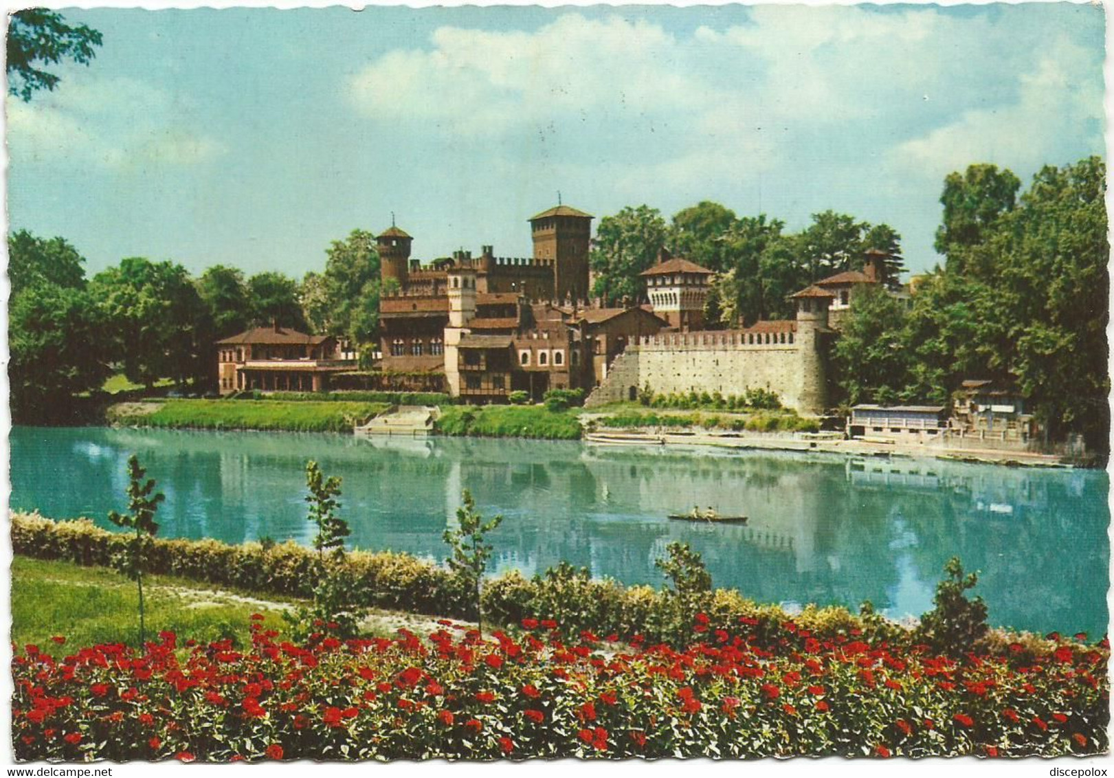 AC5202 Torino - Il Fiume Po E Castello Medioevale - Fiori Fleurs Flowers / Viaggiata 1961 - Fiume Po