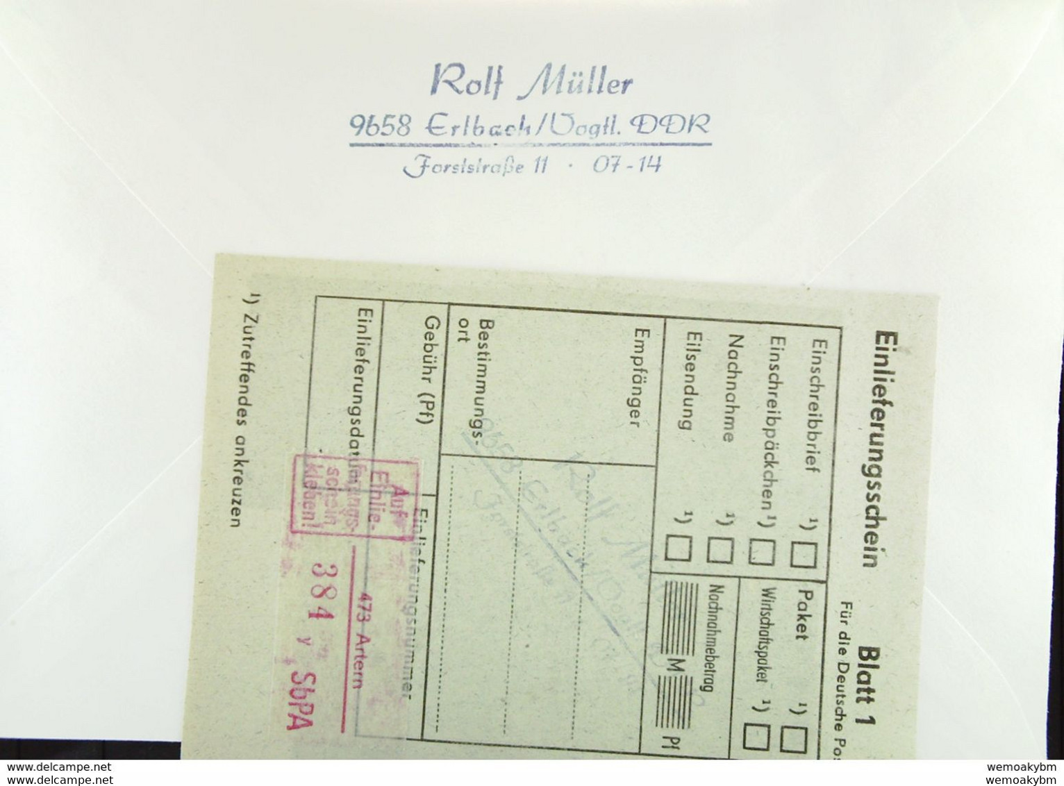 DDR: R-E-Fern-Bf 70 Pf Pfifferling Europ. Speisepilze Mit SbPA-R-Zettel 2, 473 Artern (384), Portoger. 26.8.90 Knr: 2556 - Labels For Registered Mail