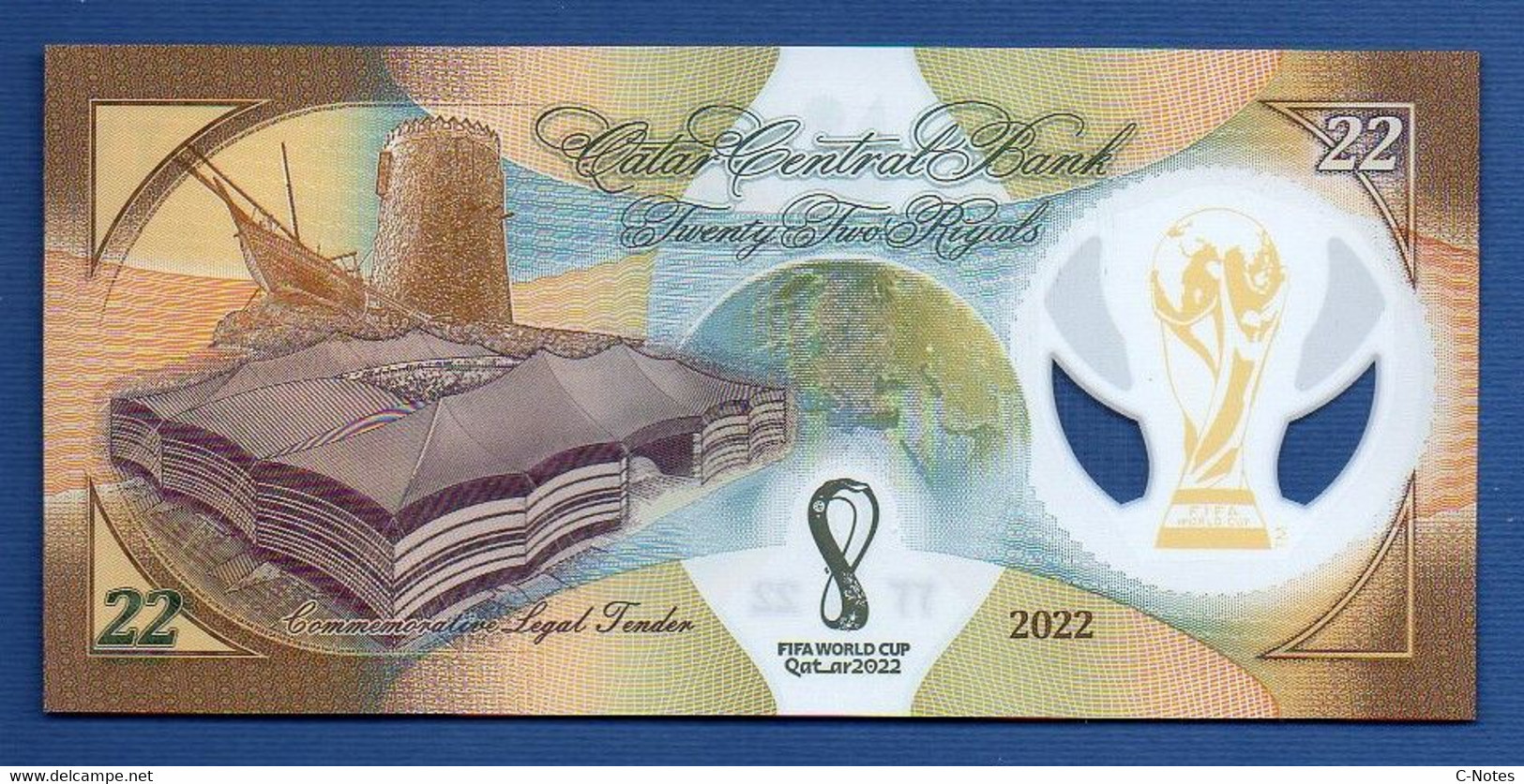 QATAR - P.W39 – 22 Rials 2022 UNC, In Original Folder,  "FIFA World Cup In Qatar" Commemorative Issue - Qatar