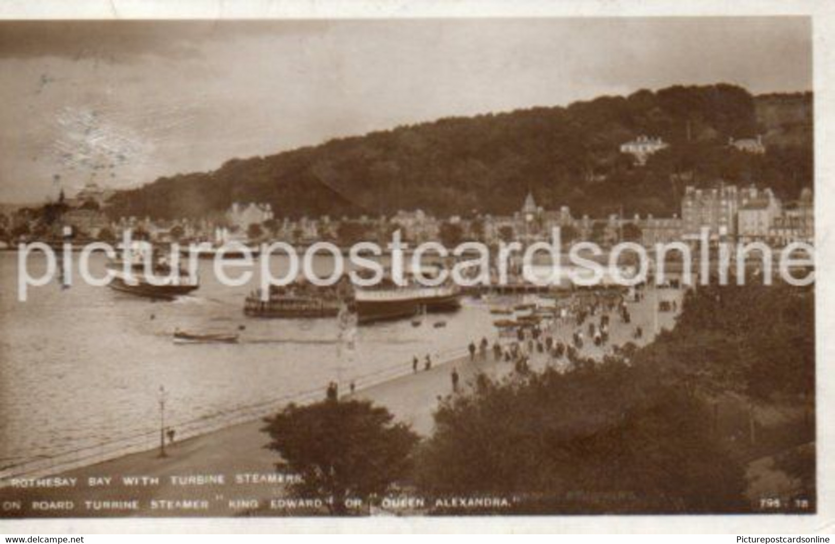 ROTHESAY BAY WITH TURBINE STEAMERS  OLD R/P POSTCARD SCOTLAND ON BOARD STEAMER KING EDWARD OR QUEEN ALEXANDRA - Bute