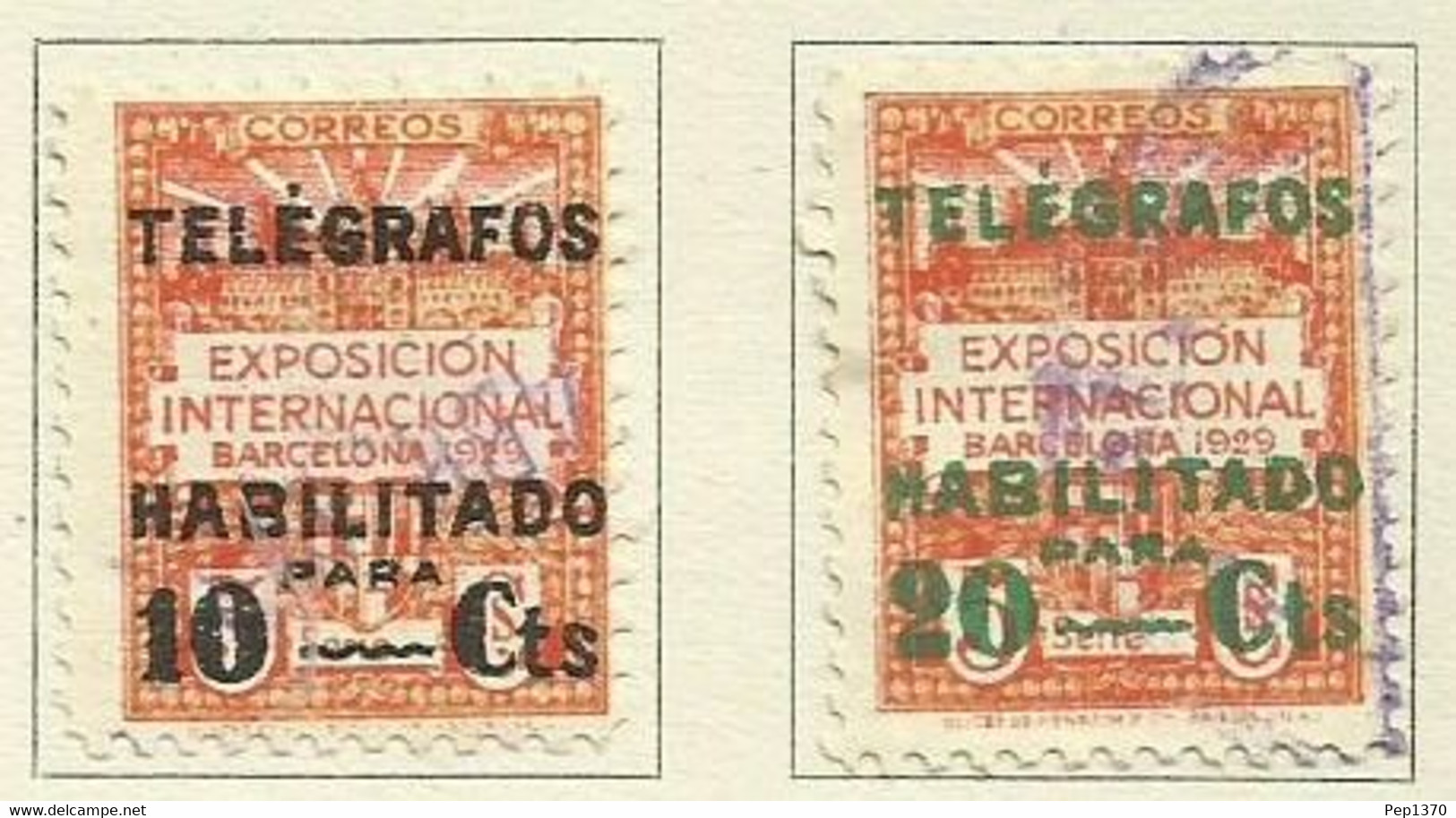 ESPAÑA 1929-1931 - AYUNTAMIENTO DE BARCELONA - EDIFIL TELEGRAFOS 1 Y 2 (VER IMAGEN) - Barcelona