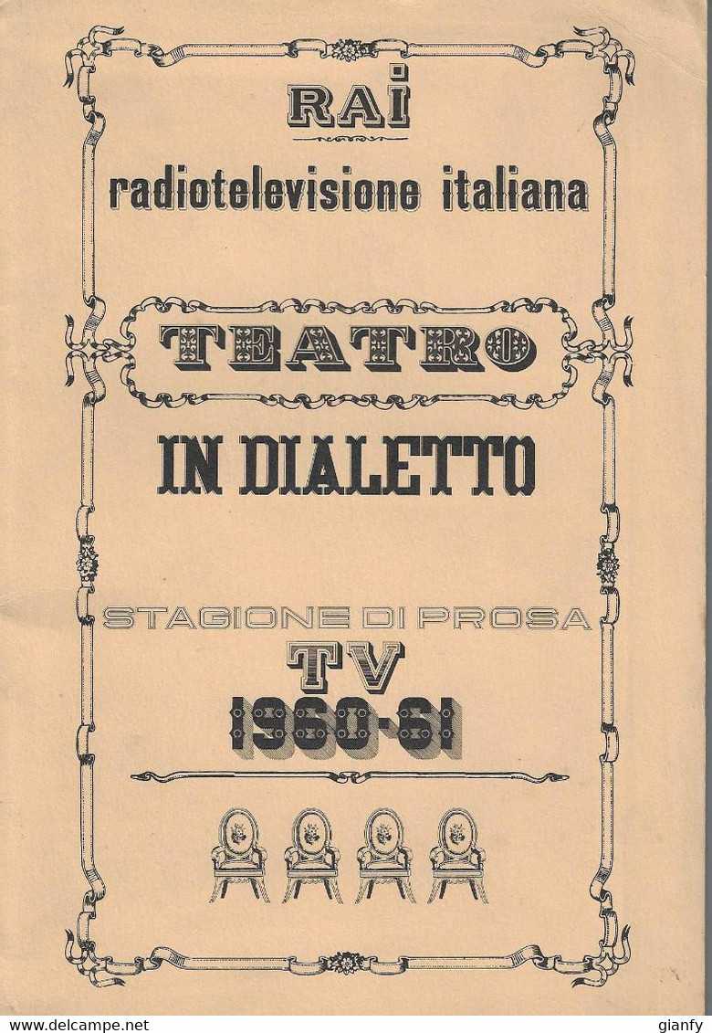 RAI RADIOTELEVISIONE ITALIANA - TEATRO IN DIALETTO STAGIONE DI PROSA TV 1960-61 7 SPLENDIDE LOCANDINE TEATRALI - Games