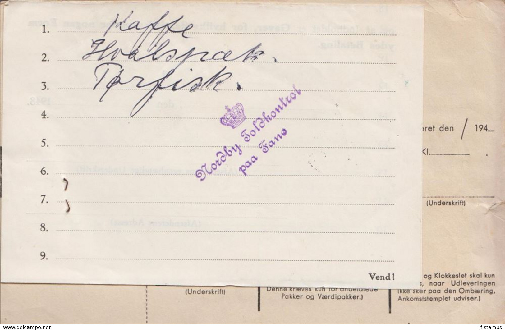 1948. DANMARK. Beautiful Adressekort (small Tear) With Pair 45 Øre Christian X To Nordby Fanø... (Michel 292) - JF529025 - Pacchi Postali