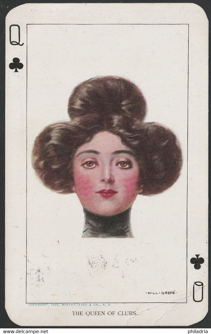 The Queen Of Clubs, Mailed 1910 - Cartes à Jouer
