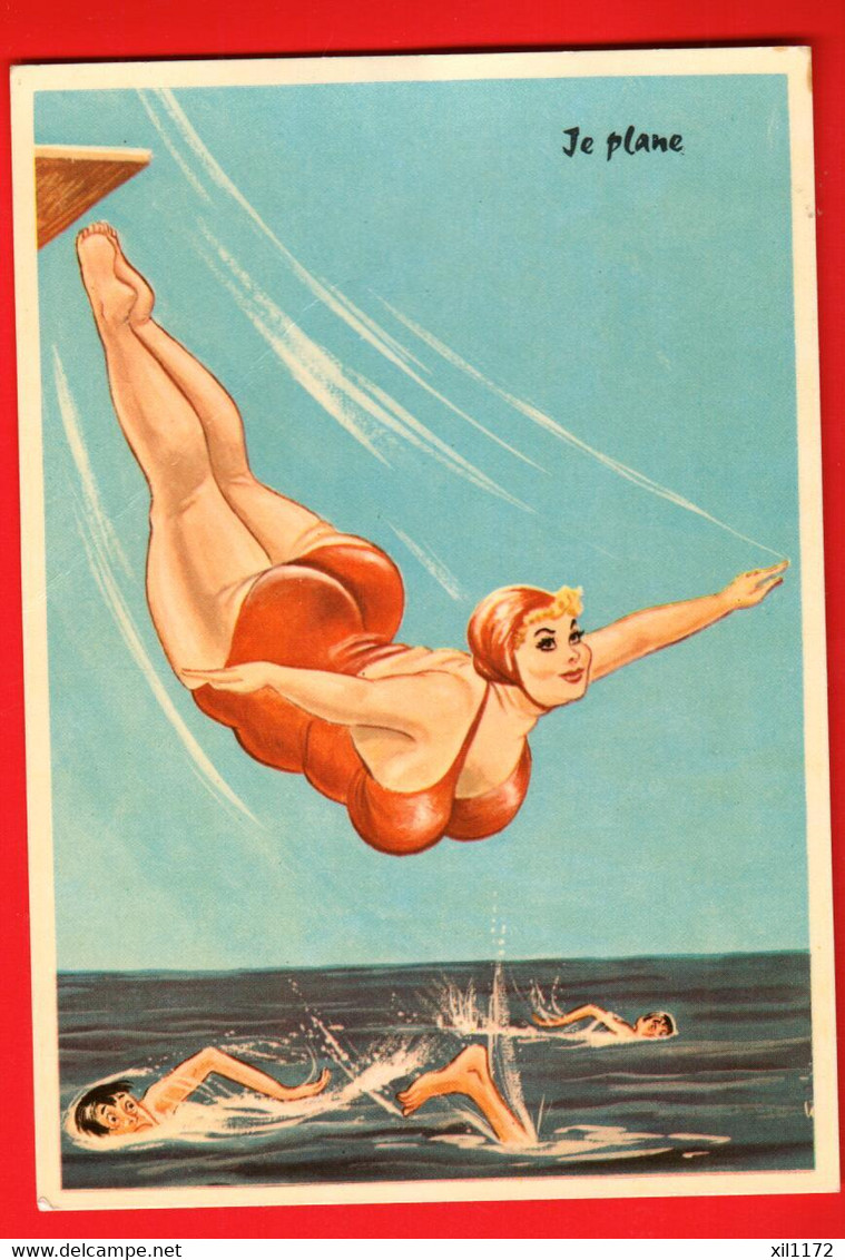 QAH-07 Illustrateur Paul Ordner Humour Humor Je Plane, Pin-up  Plongeon NC GF  Photochrom Nr 50334 - Ordner, P.