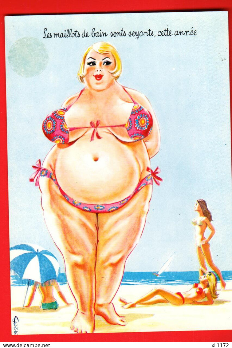 QAH-12 Illustrateur Paul Ordner Humour Humor Gross Dame.Les Maillots De Bain Sont Seyants Cette Année. Plage NC GF - Ordner, P.