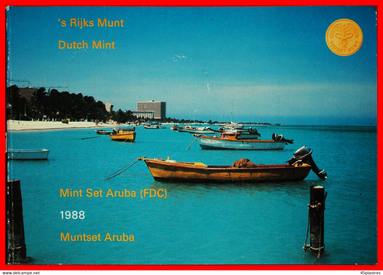 * NETHERLANDS: ARUBA ★ 5-10-25-50 CENTS 1-2 1/2 FLORINS 1988 FDC SET! MINT LUSTRE! SCARCE!★ LOW START ★ NO RESERVE! - Aruba