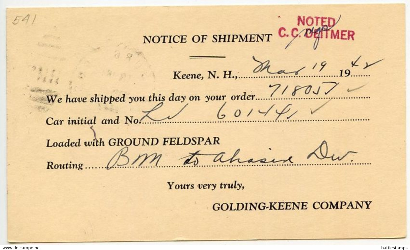 United States 1942 Scott UX27 Postal Card Alburg & Boston RPO; To Worcester, Massachusetts - Norton Company - 1941-60