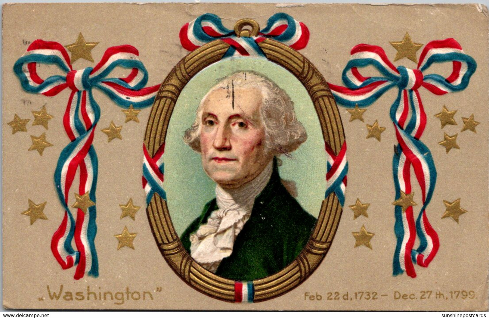 George Washington Red White And Blue Ribbons 1912 Embossed - Präsidenten
