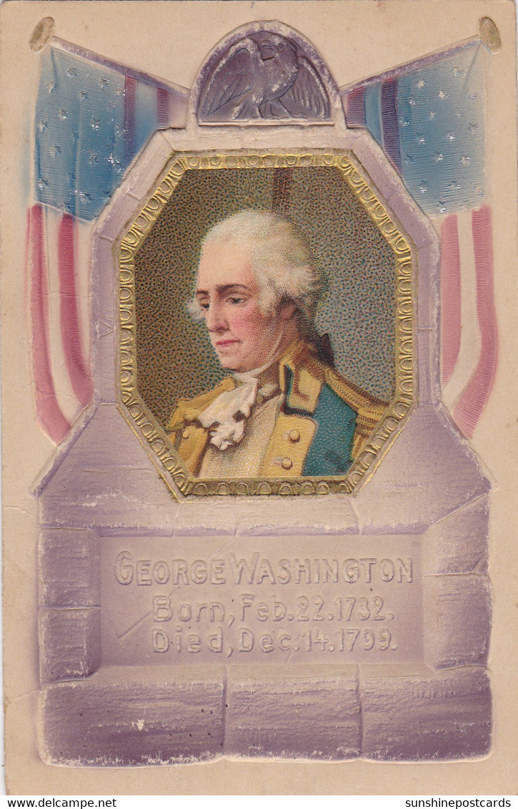 George Washington With Flags 1732-1799 1910 Embossed - Presidentes