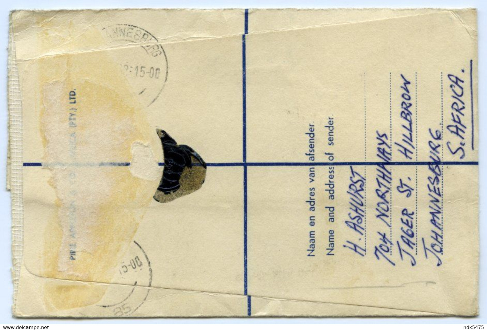 SOUTH AFRICA : REGISTERED, 1962, JOHANNESBURG, HILLBROW / COLDSTREAM GUARDS, PIRBRIGHT CAMP (ASHURST) - Lettres & Documents
