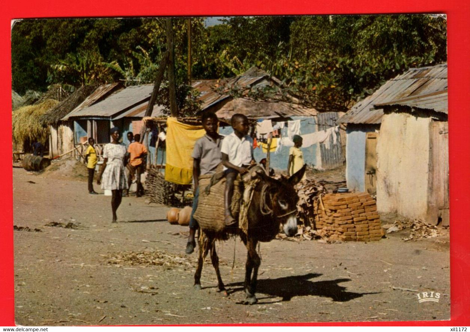 QAH-25 Haiti  Village To The Cap.  Scène Pittoresque. Ane.  Circulé En 1978 Vers La Suisse. GF Iris - Haïti